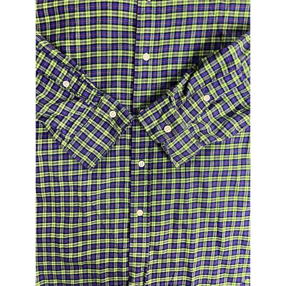 Ralph Lauren Button Down Blue Green Plaid Large - Picture 4 of 10